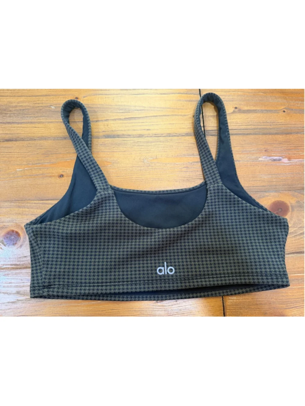Alo Yoga Houndstooth Jacquard Longline Sports Bra Crop Top S